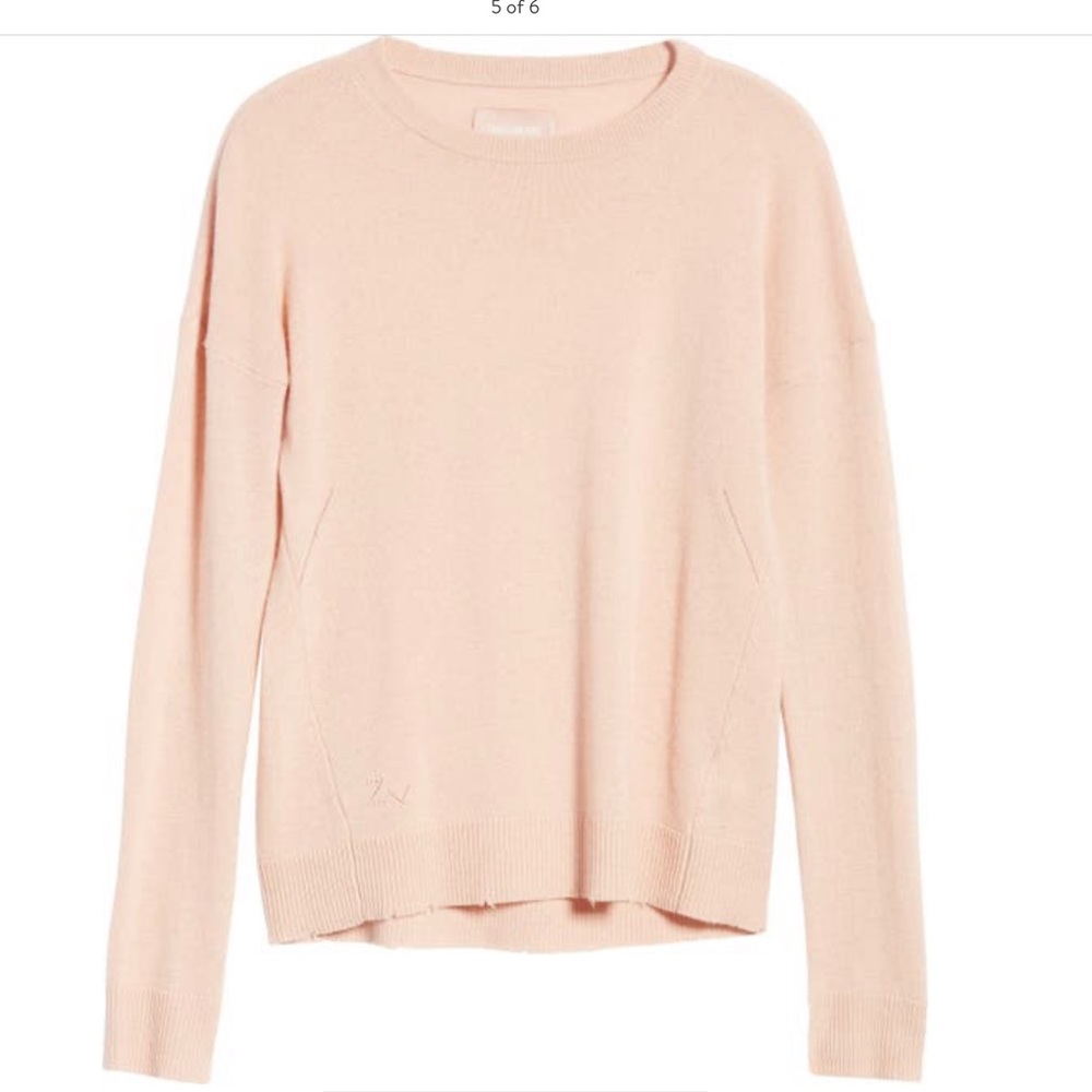 Zadig & Voltaire Cici Gold Star Patch Sweater - Small, peach